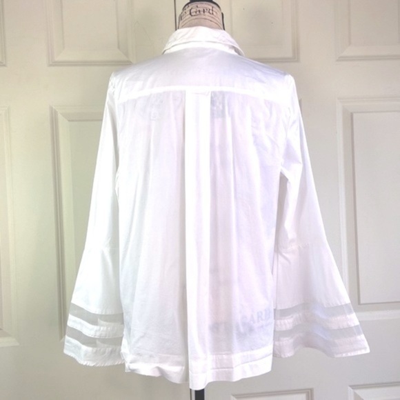 Marled Bell Sleeve White Blouse - Picture 6 of 10